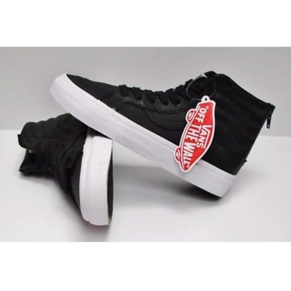 vans sk8 hi white leather zip